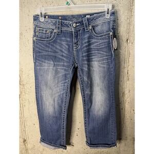 MISS ME Denim Women's Size 27 29" Fashion Embroidered Capri NWT